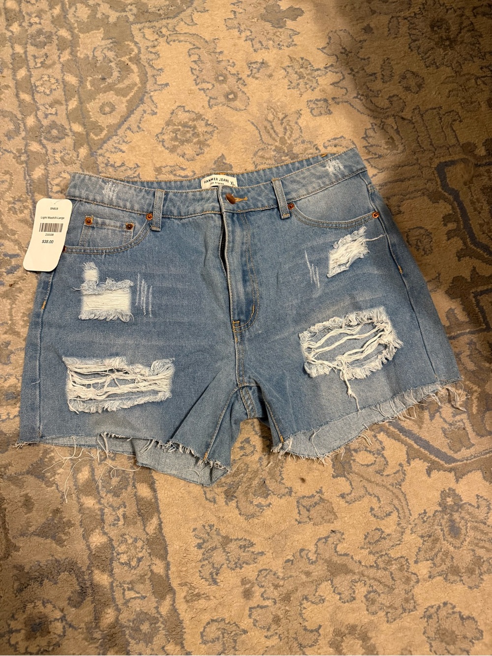 Hammer Jeans Distressed Light Blue Denim Shorts